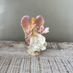 Serene Angel Figurine with Pink and White Details
